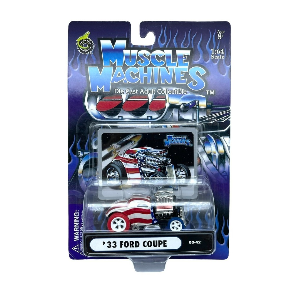 Muscle Machines‎ 1933 '33 Ford Coupe Car Blown Street Rod Stars & Stripes 1/64